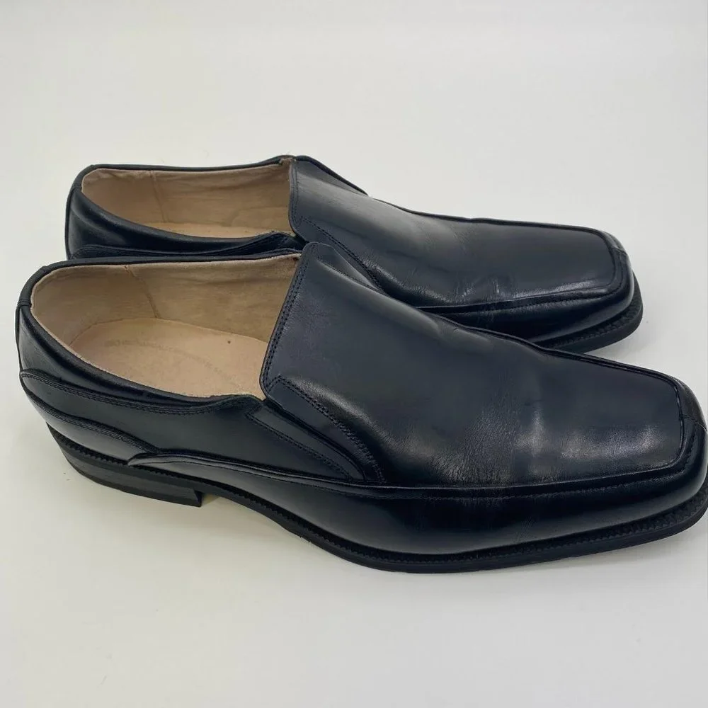 FLORSHEIM BLACK‎ LEATHER SLIP ON LOAFERS